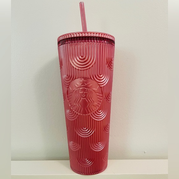 Starbucks Pink Pearl Mermaid Siren Scales Cold Cup Tumbler 24oz 2023 UnReleased - Picture 7 of 11